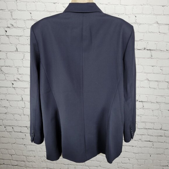 Talbots Blue Italian Wool Stretch 3 Button Peak Blazer USA Made Size 14 - Picture 2 of 16